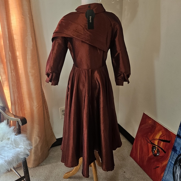 Copper Shiny Vintage/Vintage Style Fit and Flare Dress NWT Midi - Picture 4 of 9
